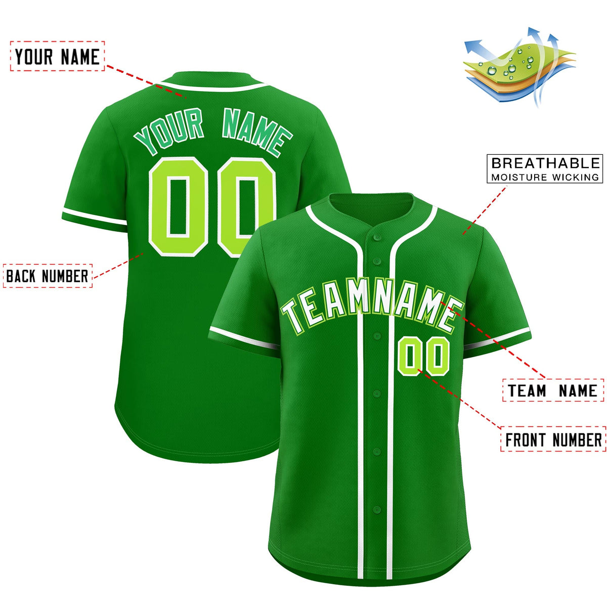 Custom Kelly Green Classic Style Stitched Sports Uniform Personalized For Teams Lightweight Baseball Jersey| KXKSHOP