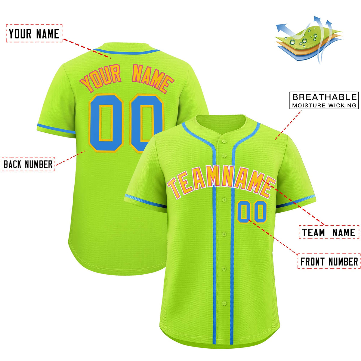 Custom Neon Creen Classic Style Stitched Sports Uniform Personalized For Teams Lightweight Baseball Jersey| KXKSHOP
