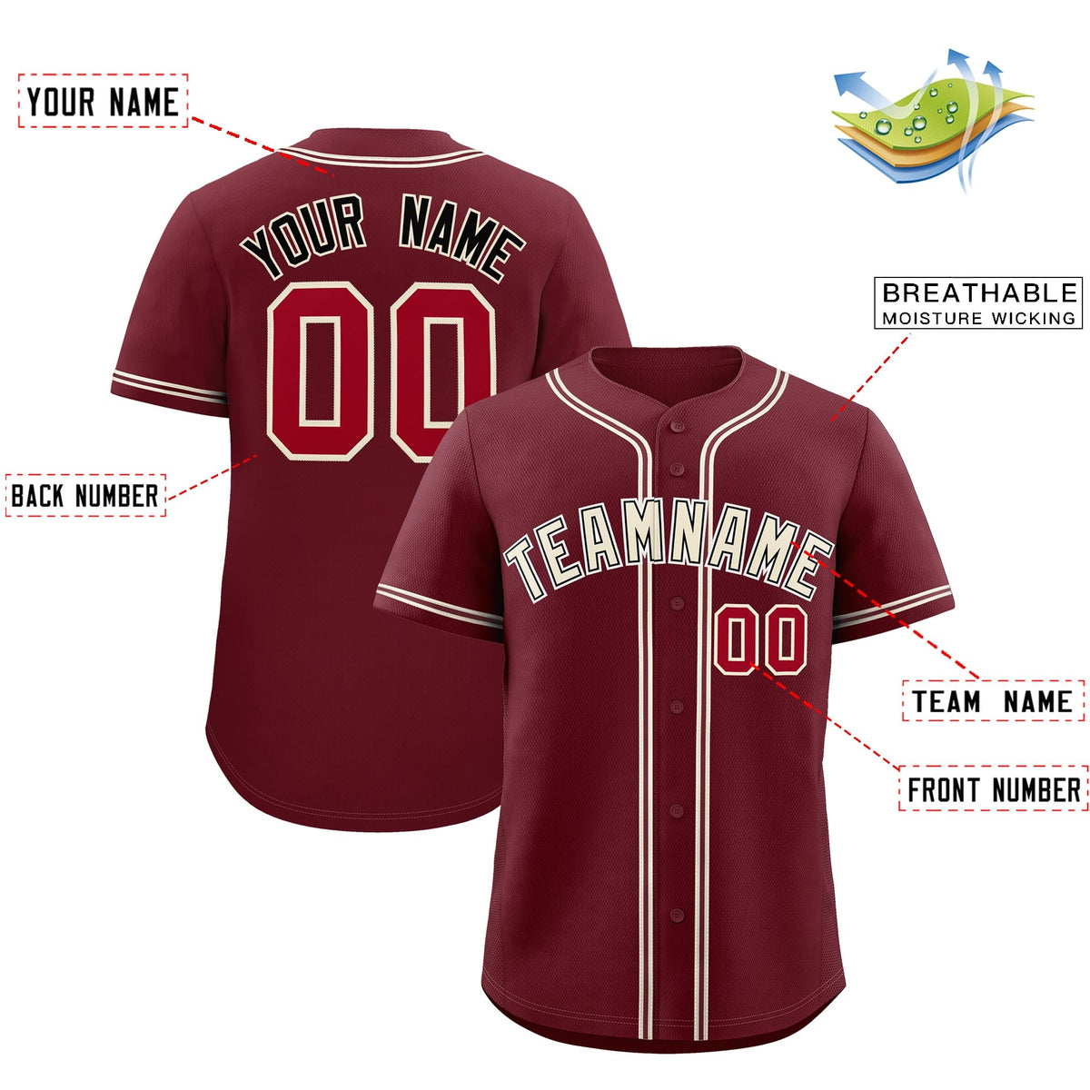 Custom Maroon Classic Style Stitched Sports Uniform Personalized For Teams Quick Dry Baseball Jersey| KXKSHOP