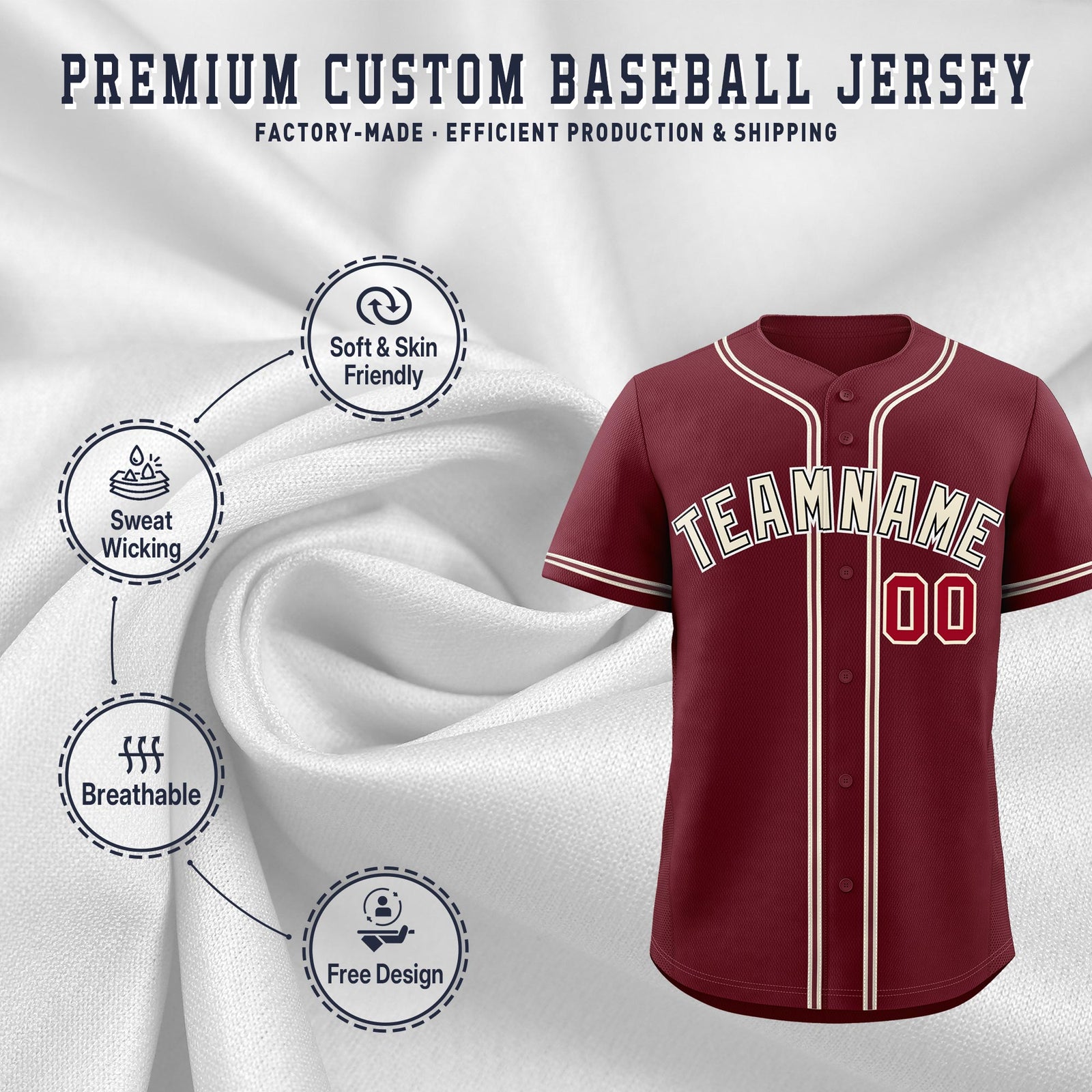 Custom Maroon Classic Style Stitched Sports Uniform Personalized For Teams Quick Dry Baseball Jersey| KXKSHOP