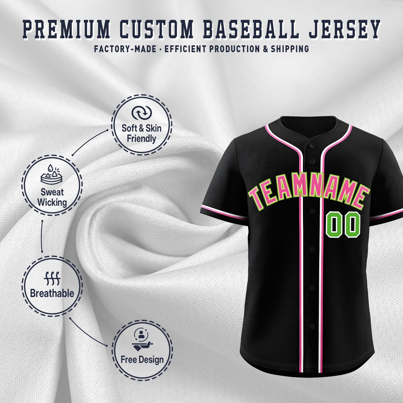 Custom Black Classic Style Stitched Sports Uniform Personalized For Teams Lightweight Baseball Jersey| KXKSHOP