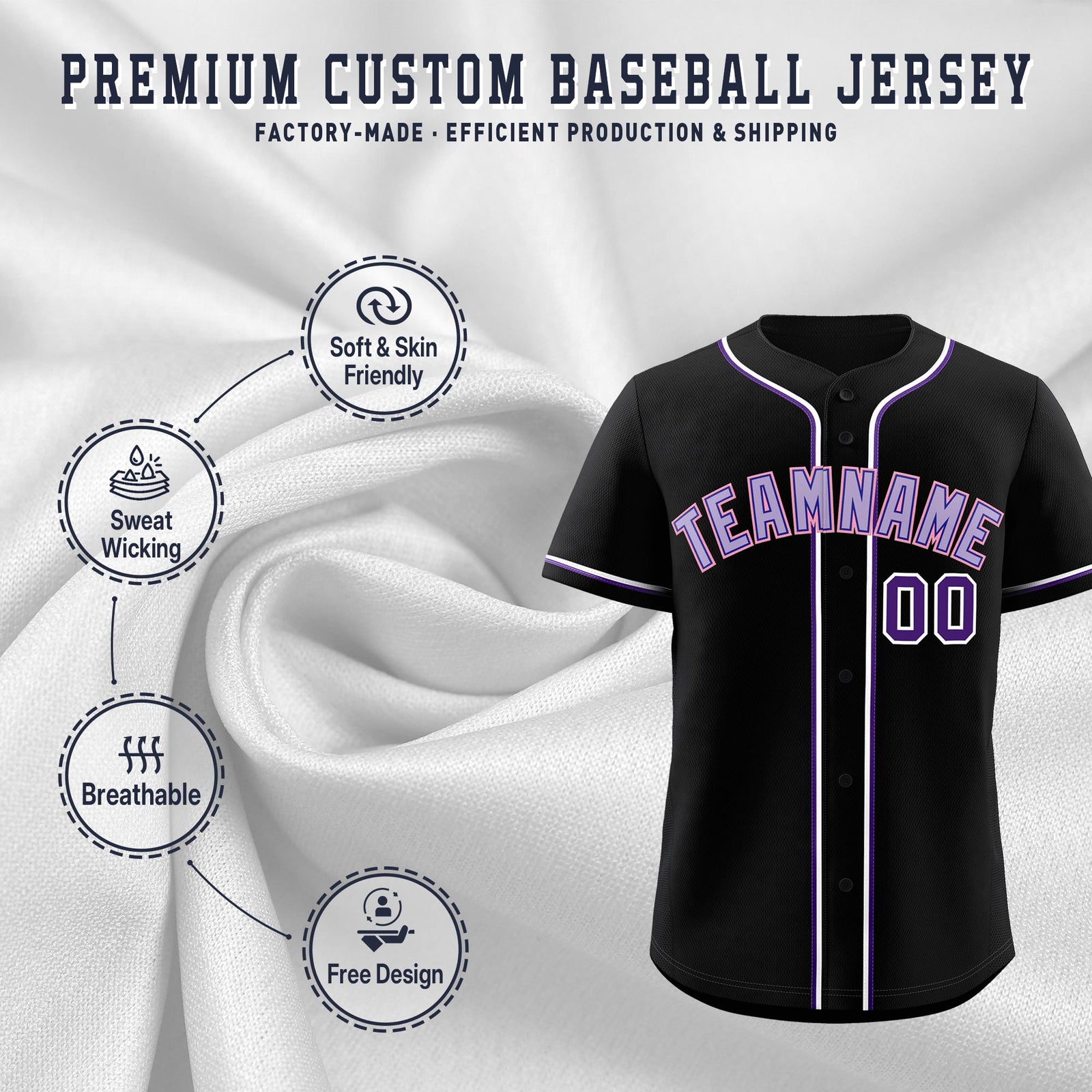 Custom Black Classic Style Stitched Sports Uniform Personalized For Teams Quick Dry Baseball Jersey| KXKSHOP