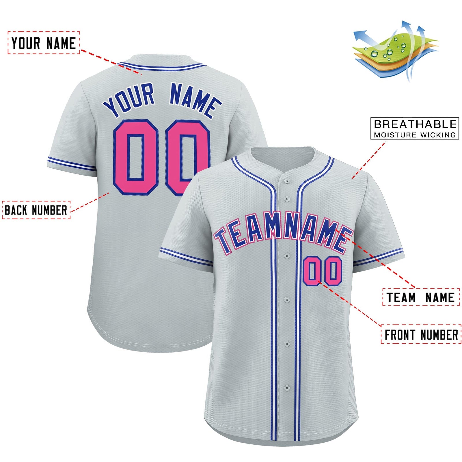 Custom Silver Classic Style Stitched Sports Uniform Personalized For Teams Lightweight Baseball Jersey| KXKSHOP