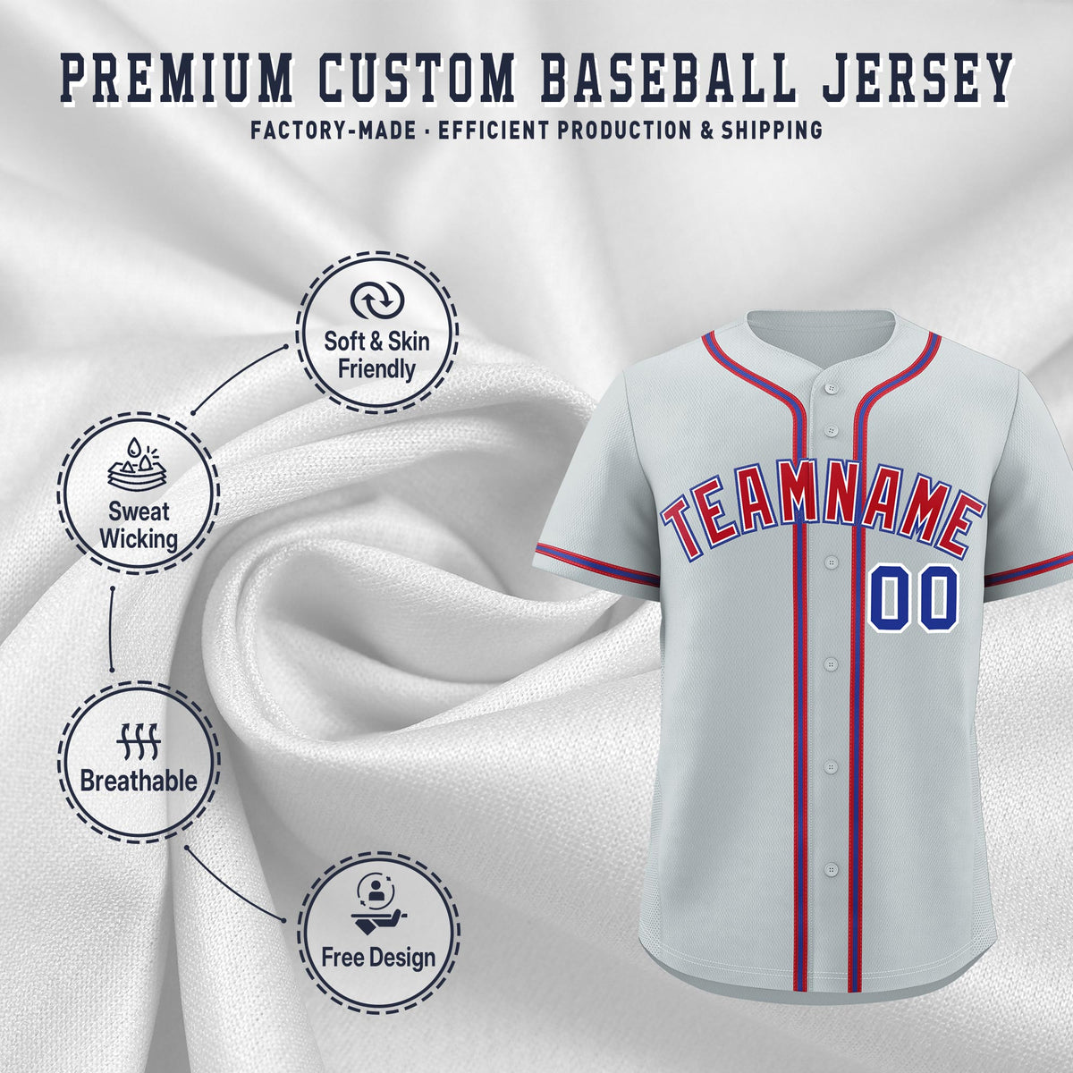 Custom Silver Classic Style Stitched Sports Uniform Personalized For Teams Quick Dry Baseball Jersey| KXKSHOP