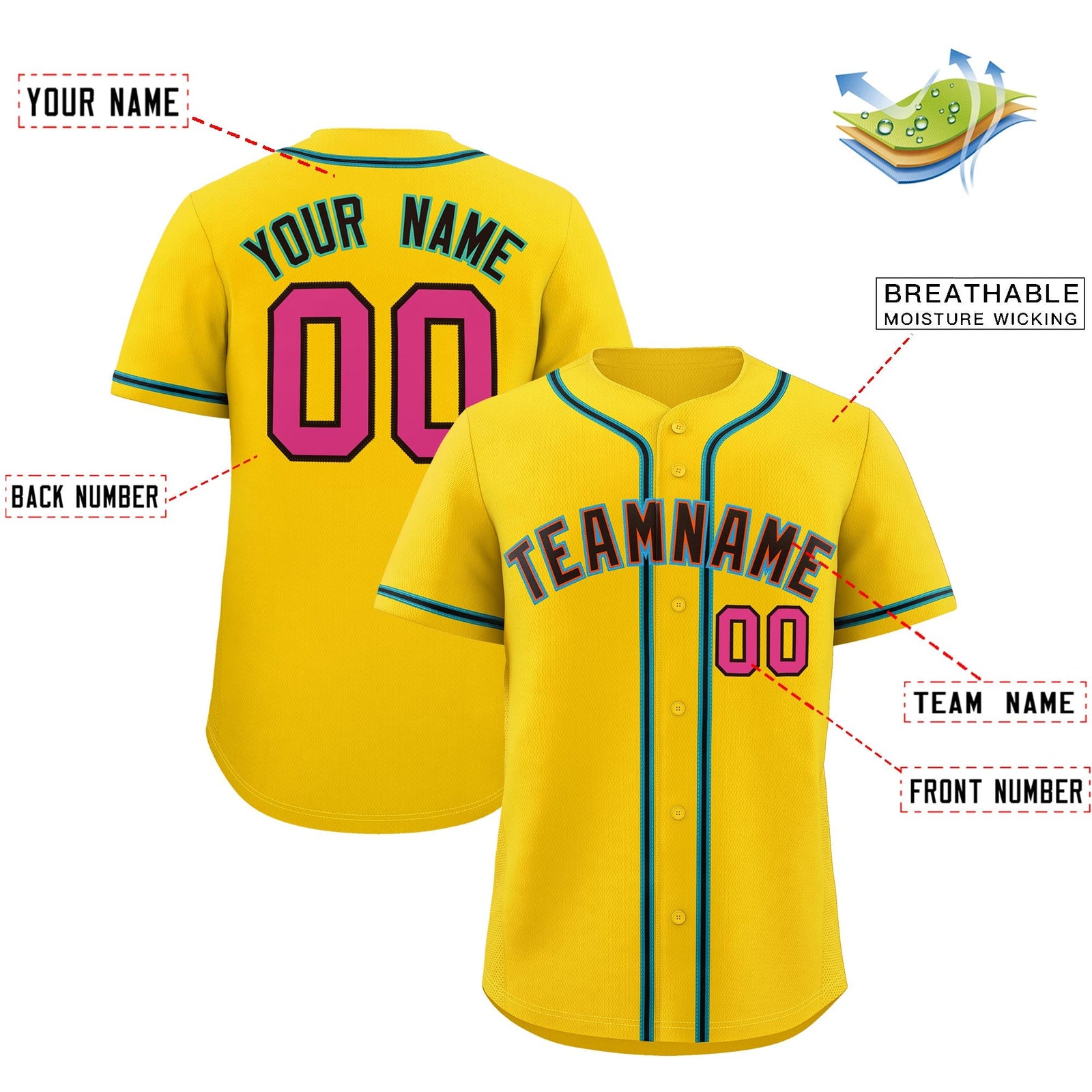 Custom Gold Classic Style Stitched Sports Uniform Personalized For Teams Quick Dry Baseball Jersey| KXKSHOP
