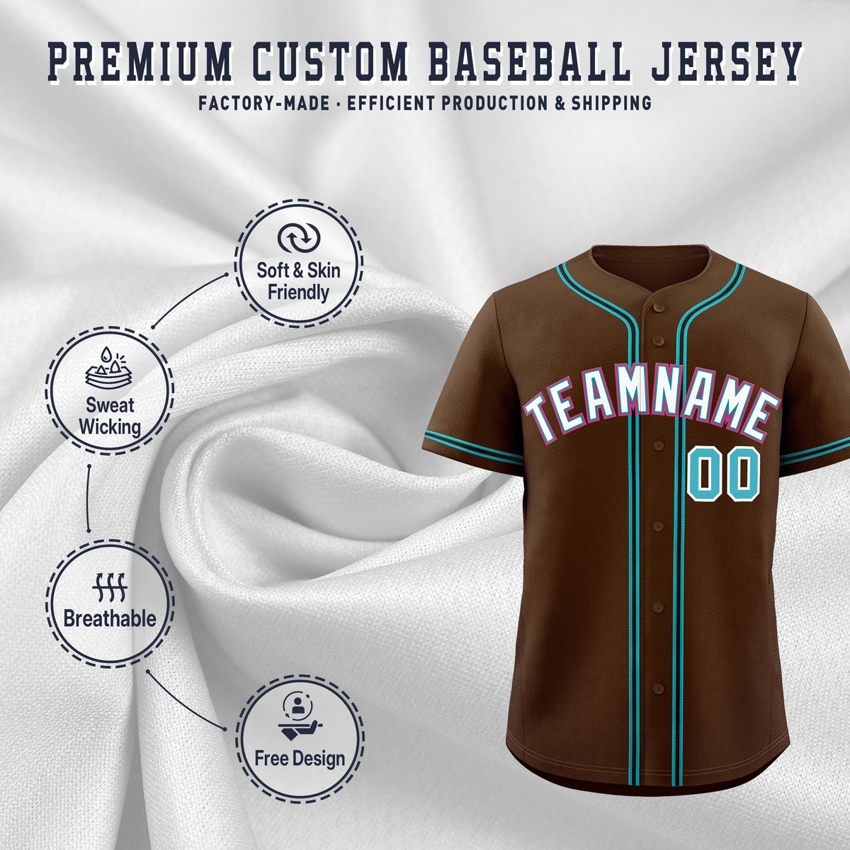 Custom Brown Classic Style Stitched Sports Uniform Personalized For Teams Quick Dry Baseball Jersey| KXKSHOP