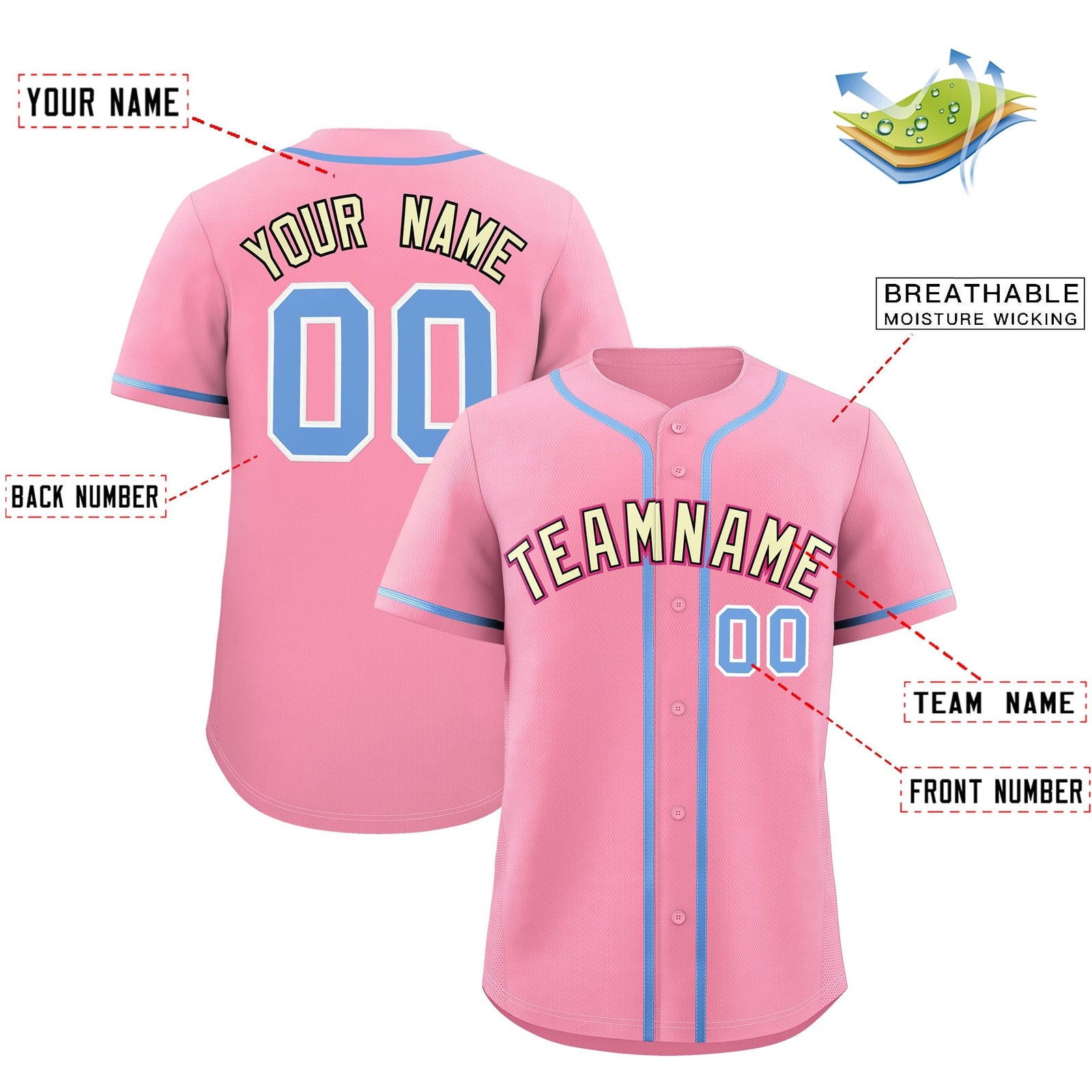 Custom Light Pink Classic Style Stitched Sports Uniform Personalized For Teams Lightweight Baseball Jersey| KXKSHOP