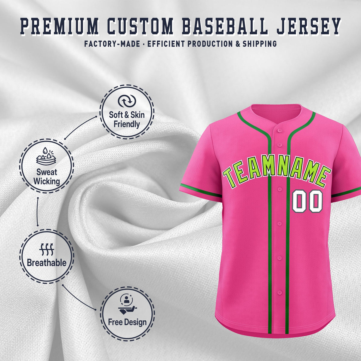 Custom Pink Classic Style Stitched Sports Uniform Personalized For Teams Quick Dry Baseball Jersey| KXKSHOP