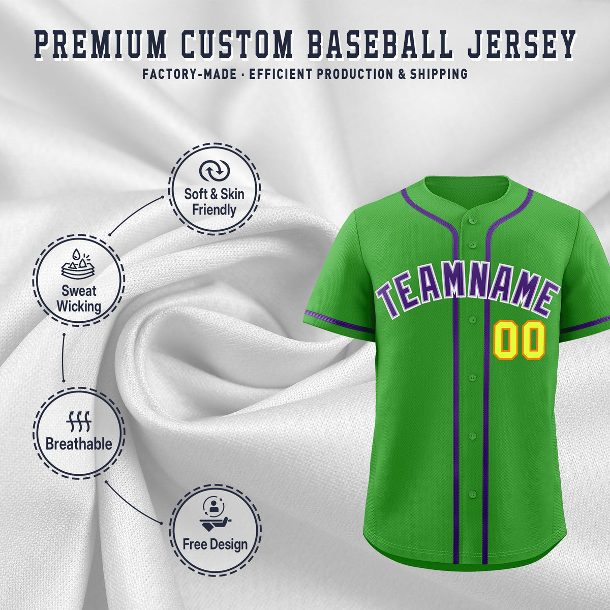 Custom Light Green Classic Style Stitched Sports Uniform Personalized For Teams Lightweight Baseball Jersey| KXKSHOP
