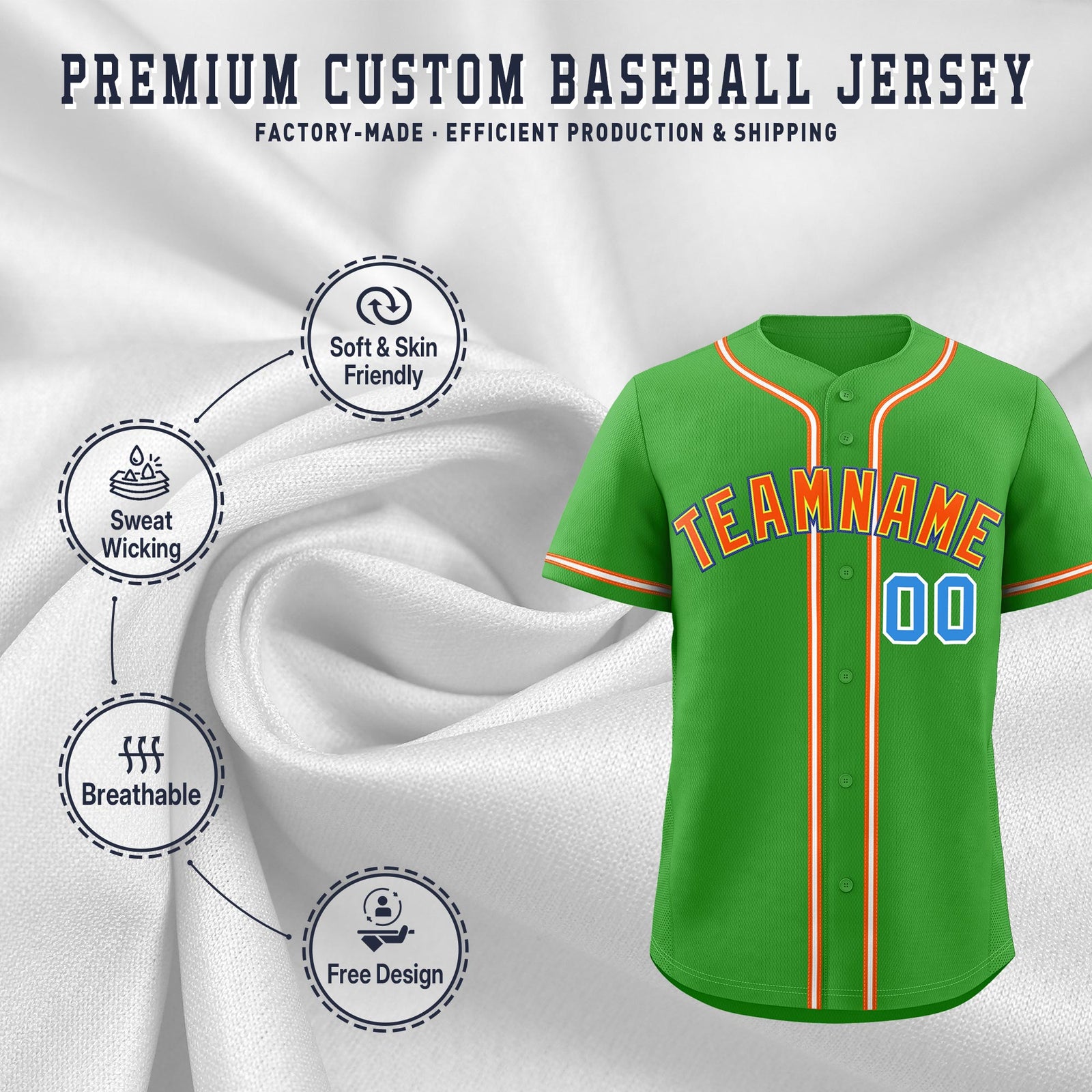 Custom Light Green Classic Style Stitched Sports Uniform Personalized For Teams Lightweight Baseball Jersey| KXKSHOP