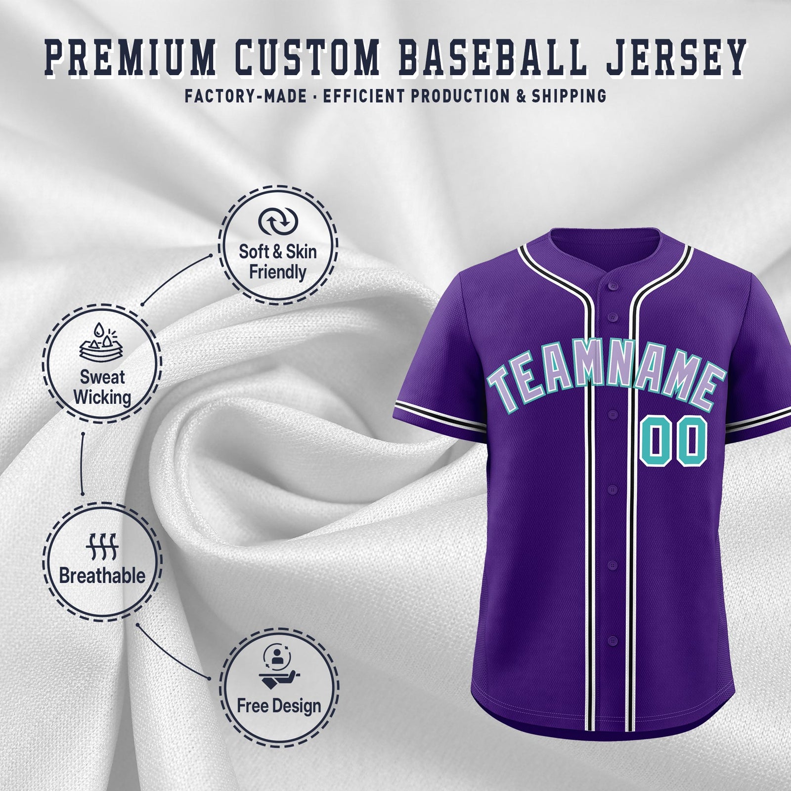 Custom Purple Classic Style Stitched Sports Uniform Personalized For Teams Lightweight Baseball Jersey| KXKSHOP