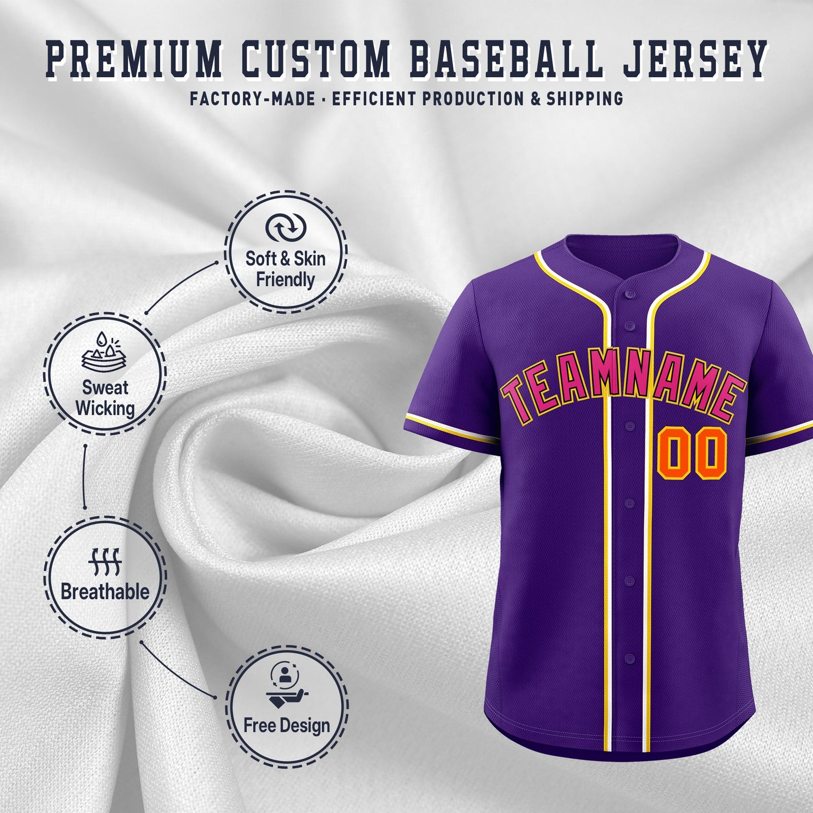 Custom Purple Classic Style Stitched Sports Uniform Personalized For Teams Quick Dry Baseball Jersey| KXKSHOP