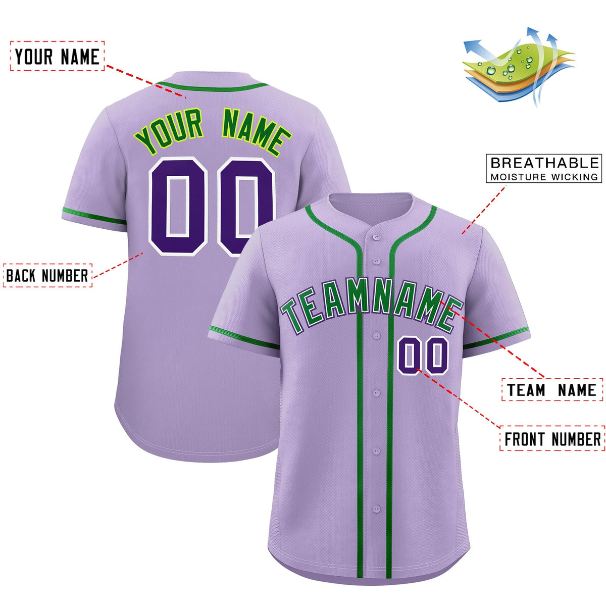 Custom Light Purple Classic Style Stitched Sports Uniform Personalized For Teams Quick Dry Baseball Jersey| KXKSHOP