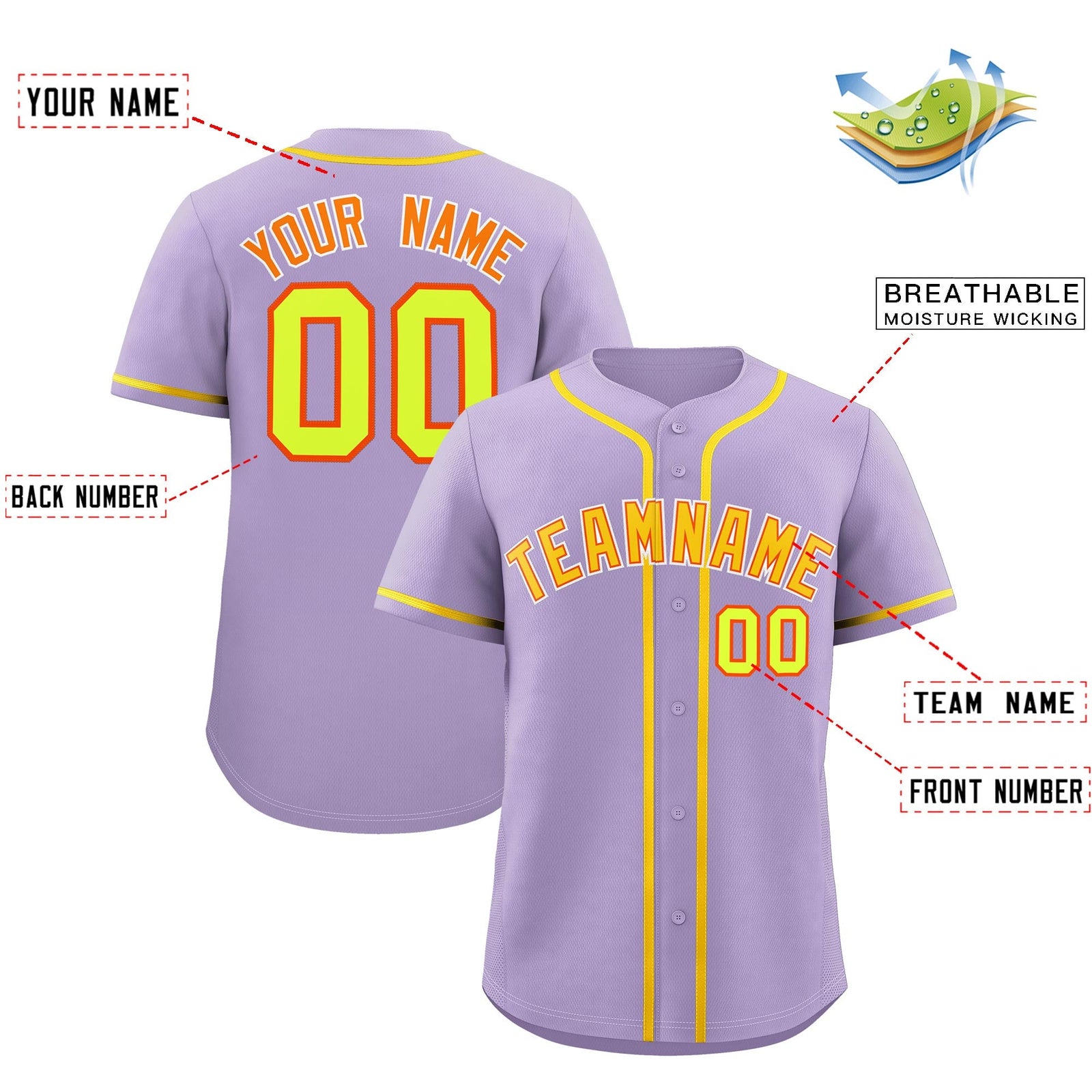Custom Light Purple Classic Style Stitched Sports Uniform Personalized For Teams Lightweight Baseball Jersey| KXKSHOP