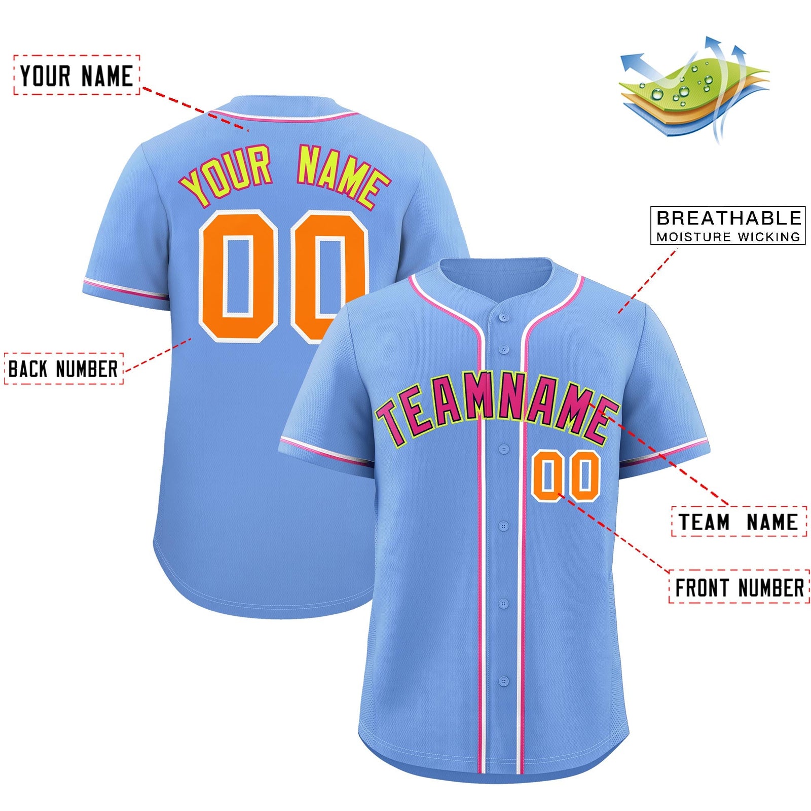 Custom Light Blue Classic Style Stitched Sports Uniform Personalized For Teams Lightweight Baseball Jersey| KXKSHOP