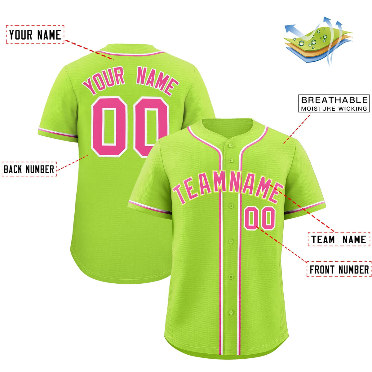 Custom Neon Green Classic Style Stitched Sports Uniform Personalized For Teams Quick Dry Baseball Jersey| KXKSHOP