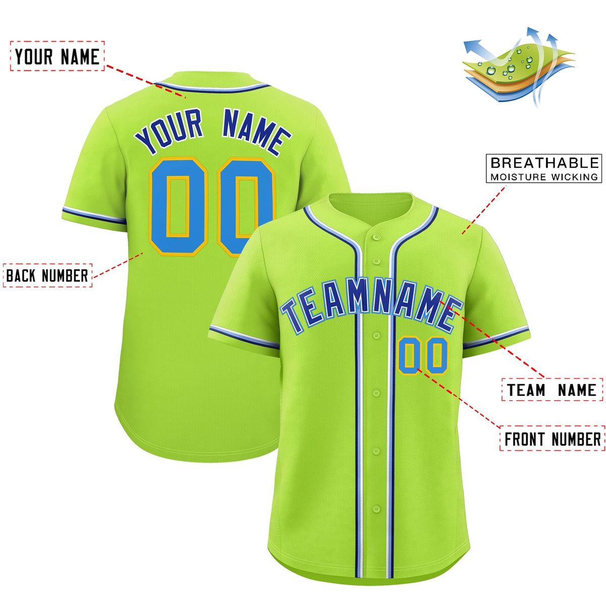 Custom Neon Green Classic Style Stitched Sports Uniform Personalized For Teams Quick Dry Baseball Jersey| KXKSHOP