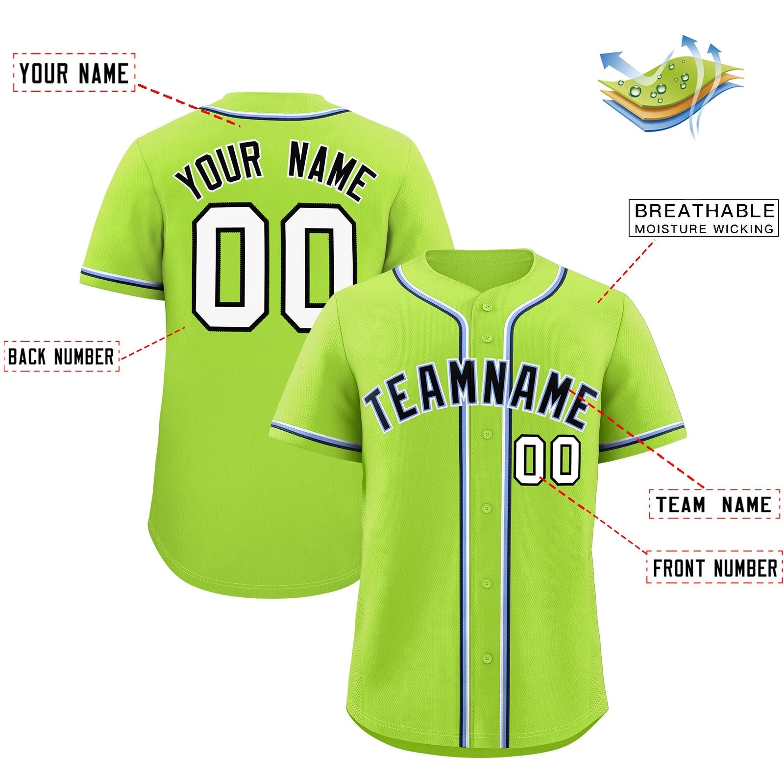 Custom Neon Green Classic Style Stitched Sports Uniform Personalized For Teams Lightweight Baseball Jersey| KXKSHOP