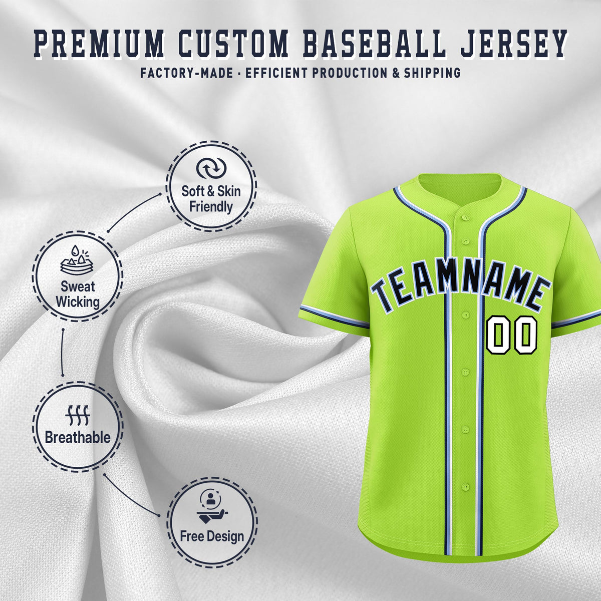 Custom Neon Green Classic Style Stitched Sports Uniform Personalized For Teams Lightweight Baseball Jersey| KXKSHOP