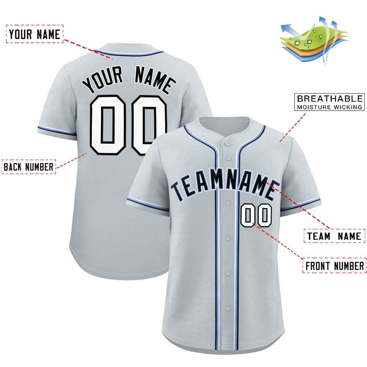 Custom Silver Classic Style Stitched Sports Uniform Personalized For Teams Quick Dry Baseball Jersey| KXKSHOP