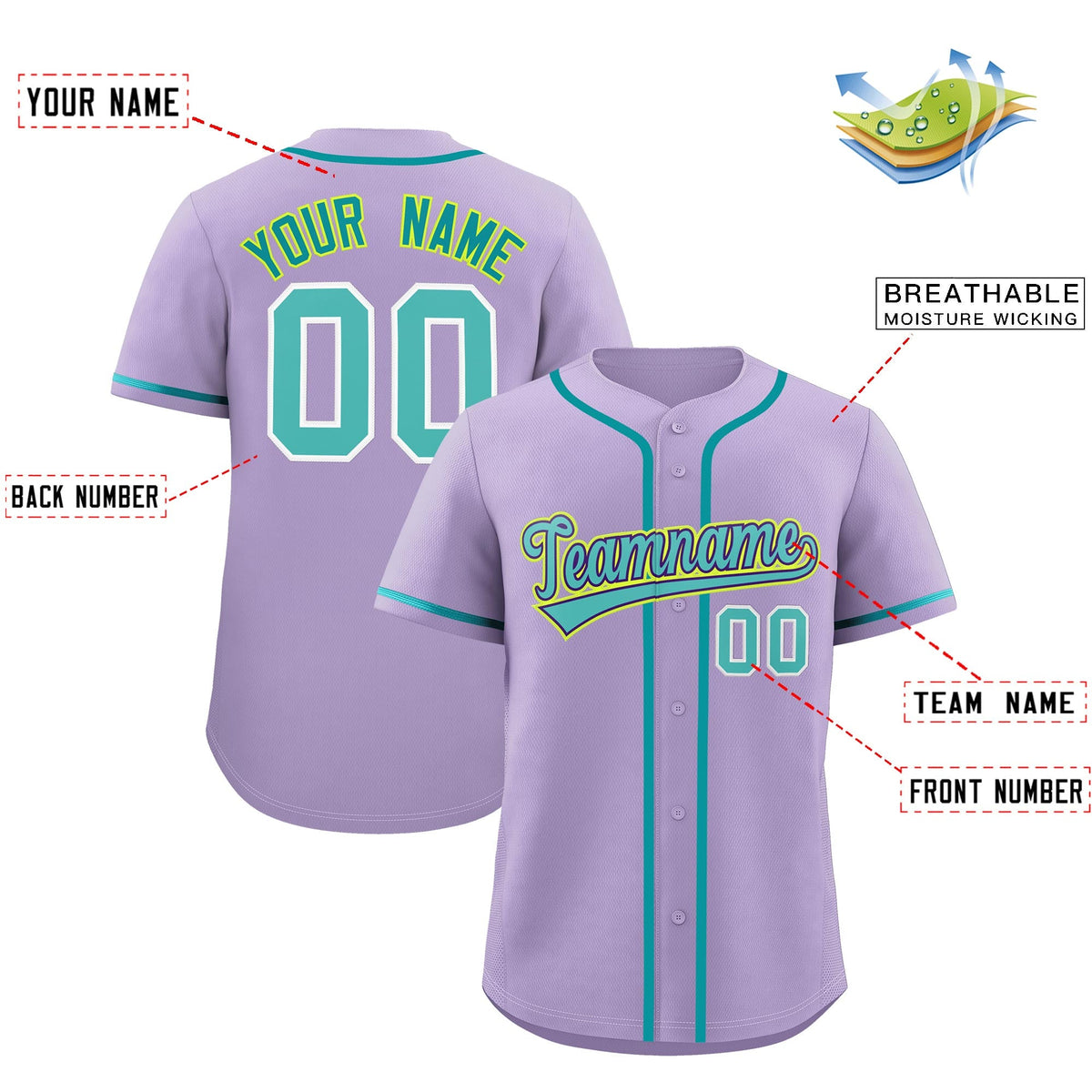 Custom Light Purple Classic Style Stitched Sports Uniform Personalized For Teams Quick Dry Baseball Jersey| KXKSHOP