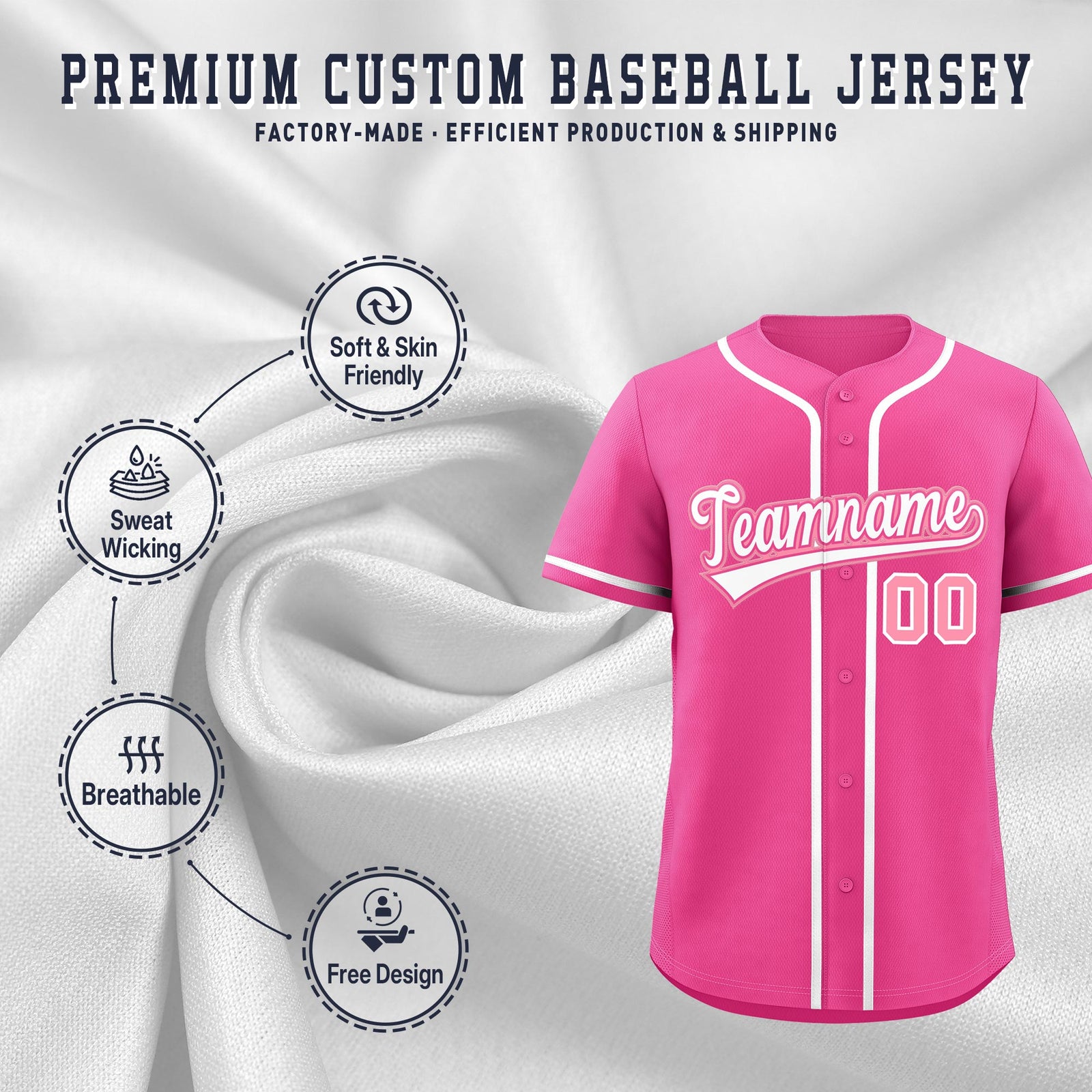 Custom Pink Classic Style Stitched Sports Uniform Personalized For Teams Quick Dry Baseball Jersey| KXKSHOP