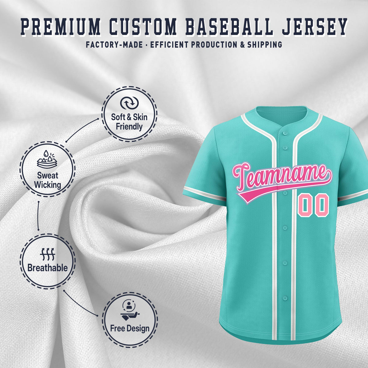 Custom Teal Classic Style Stitched Sports Uniform Personalized For Teams Lightweight Baseball Jersey| KXKSHOP
