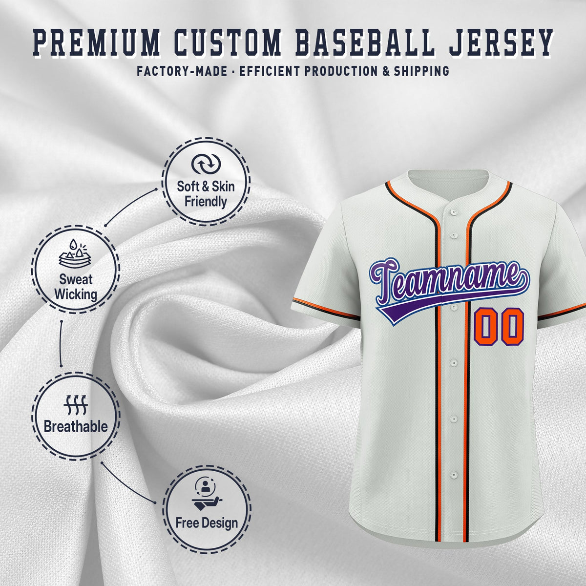 Custom Light Gray Classic Style Stitched Sports Uniform Personalized For Teams Quick Dry Baseball Jersey| KXKSHOP