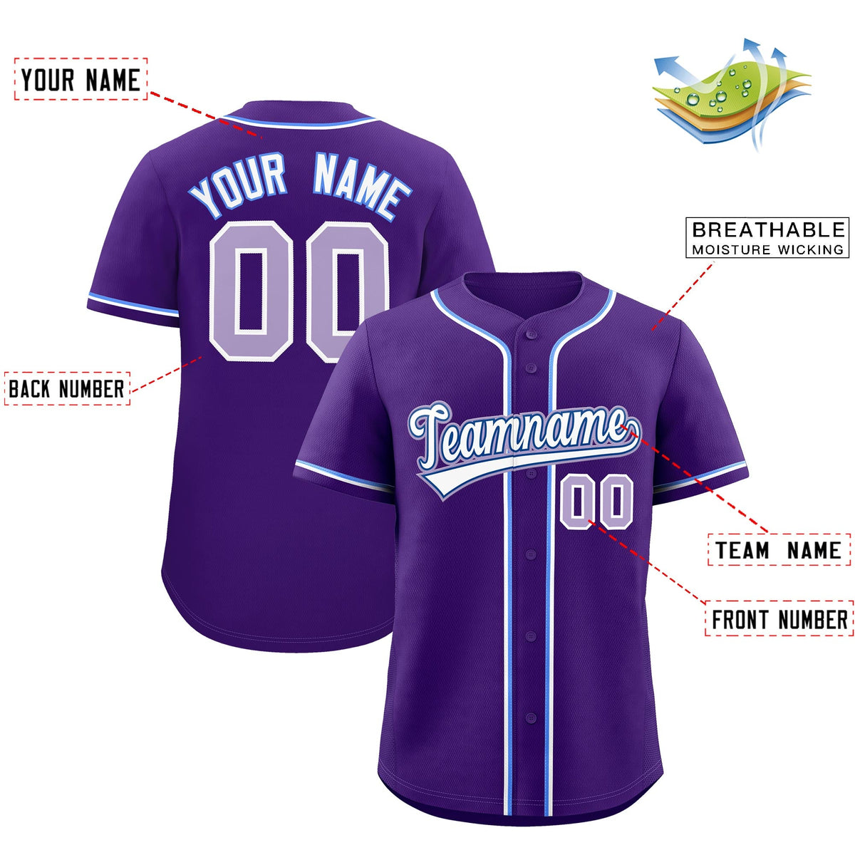 Custom Purple Classic Style Stitched Sports Uniform Personalized For Teams Lightweight Baseball Jersey| KXKSHOP