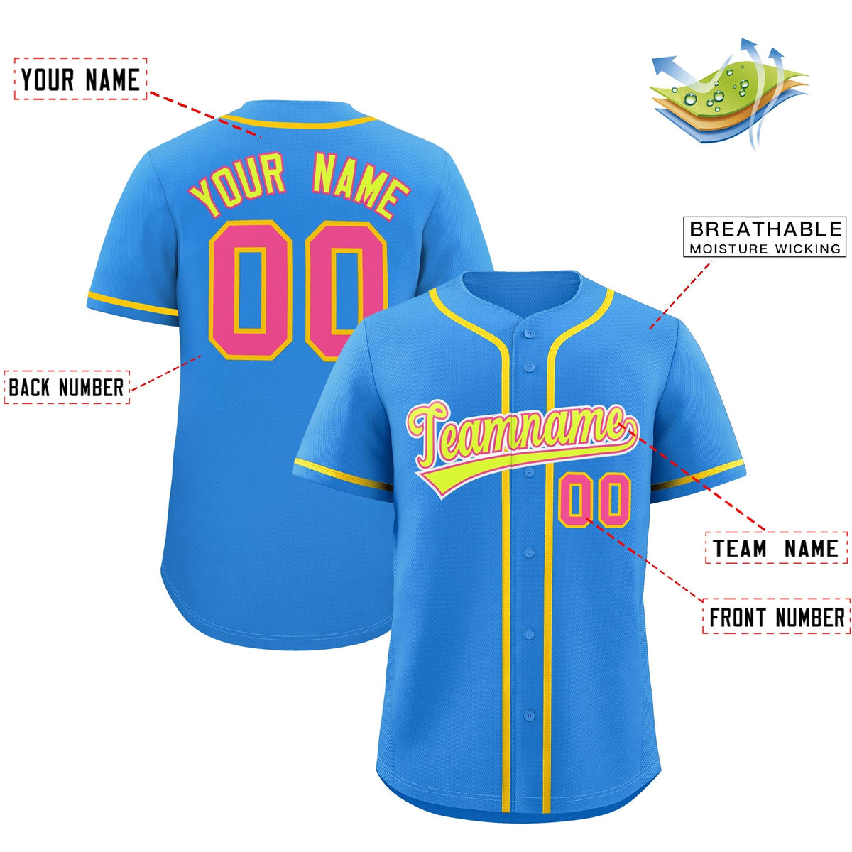 Custom Light Blue Classic Style Stitched Sports Uniform Personalized For Teams Quick Dry Baseball Jersey| KXKSHOP