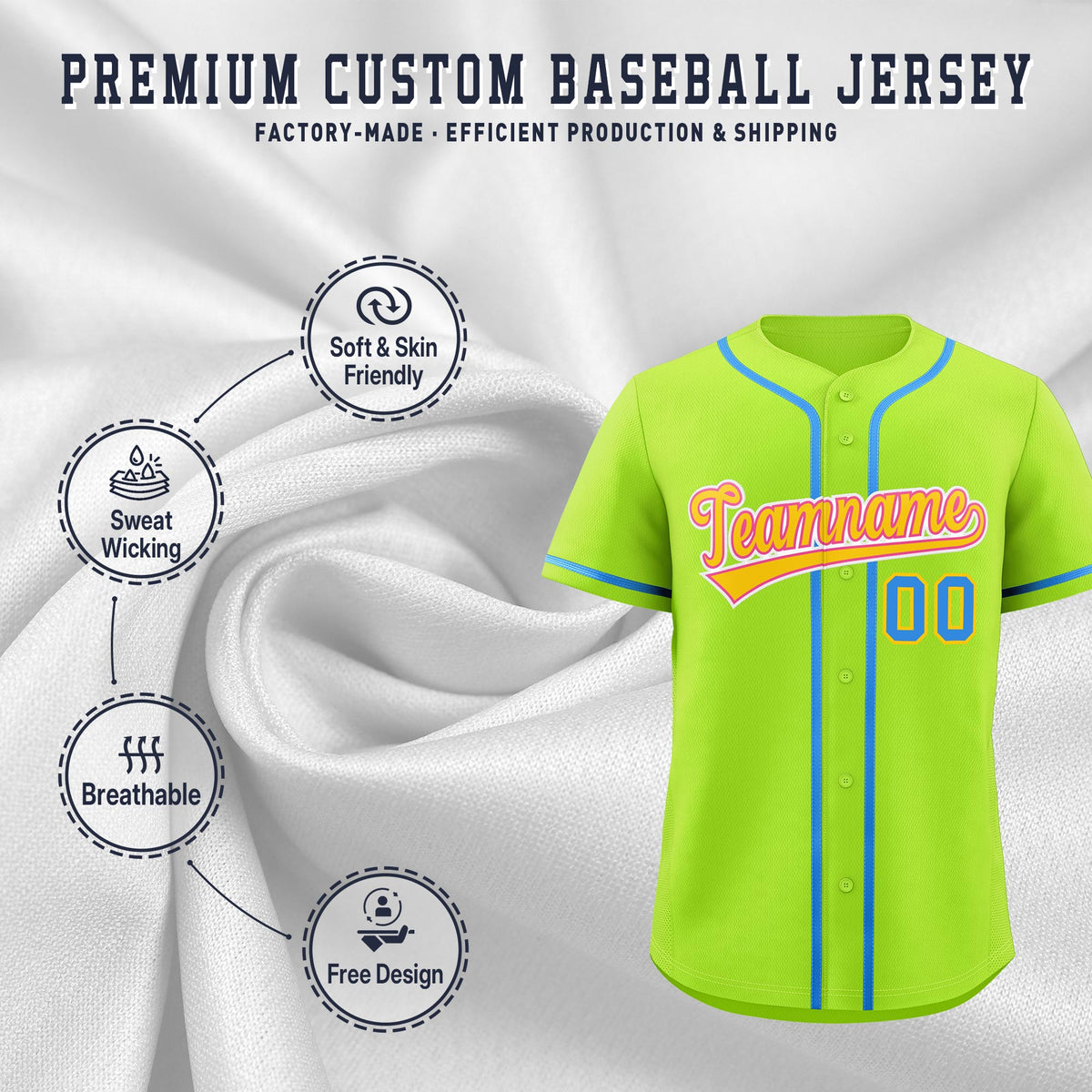 Custom Neon Creen Classic Style Stitched Sports Uniform Personalized For Teams Lightweight Baseball Jersey| KXKSHOP