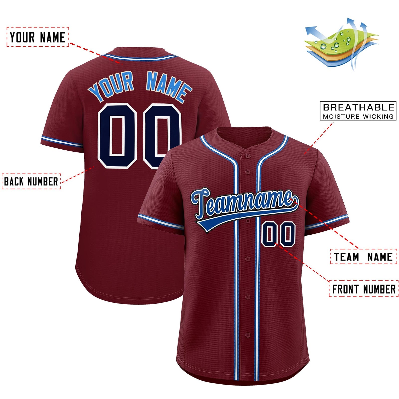 Custom Maroon Classic Style Stitched Sports Uniform Personalized For Teams Lightweight Baseball Jersey| KXKSHOP