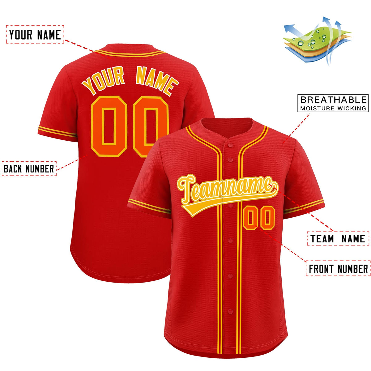 Custom Red Classic Style Stitched Sports Uniform Personalized For Teams Lightweight Baseball Jersey| KXKSHOP