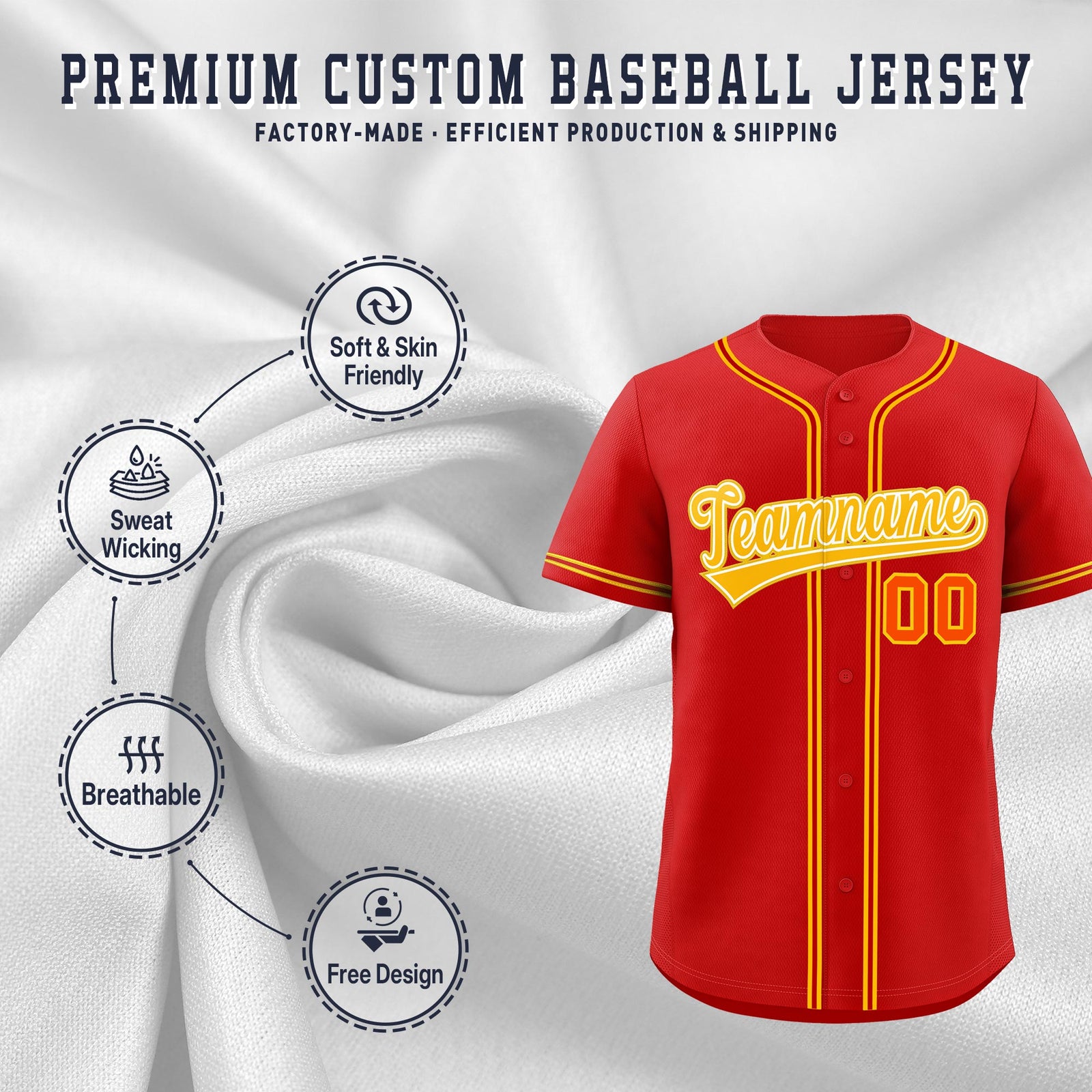 Custom Red Classic Style Stitched Sports Uniform Personalized For Teams Lightweight Baseball Jersey| KXKSHOP