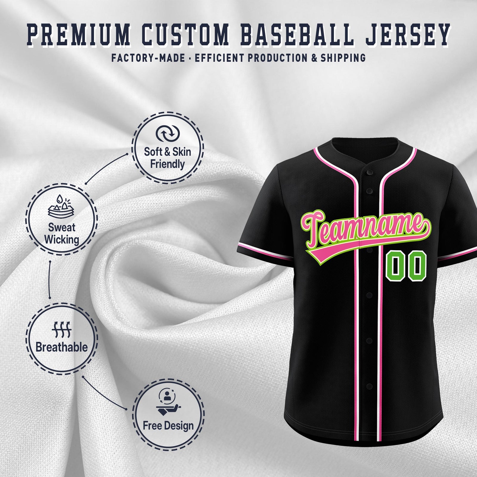 Custom Black Classic Style Stitched Sports Uniform Personalized For Teams Lightweight Baseball Jersey| KXKSHOP