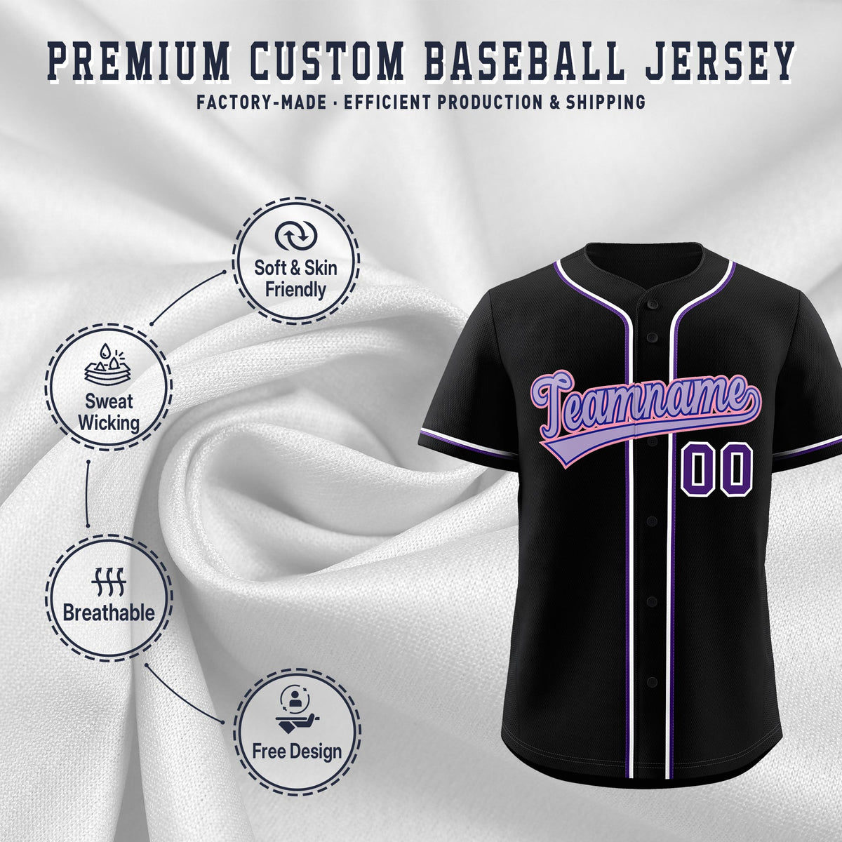Custom Black Classic Style Stitched Sports Uniform Personalized For Teams Quick Dry Baseball Jersey| KXKSHOP