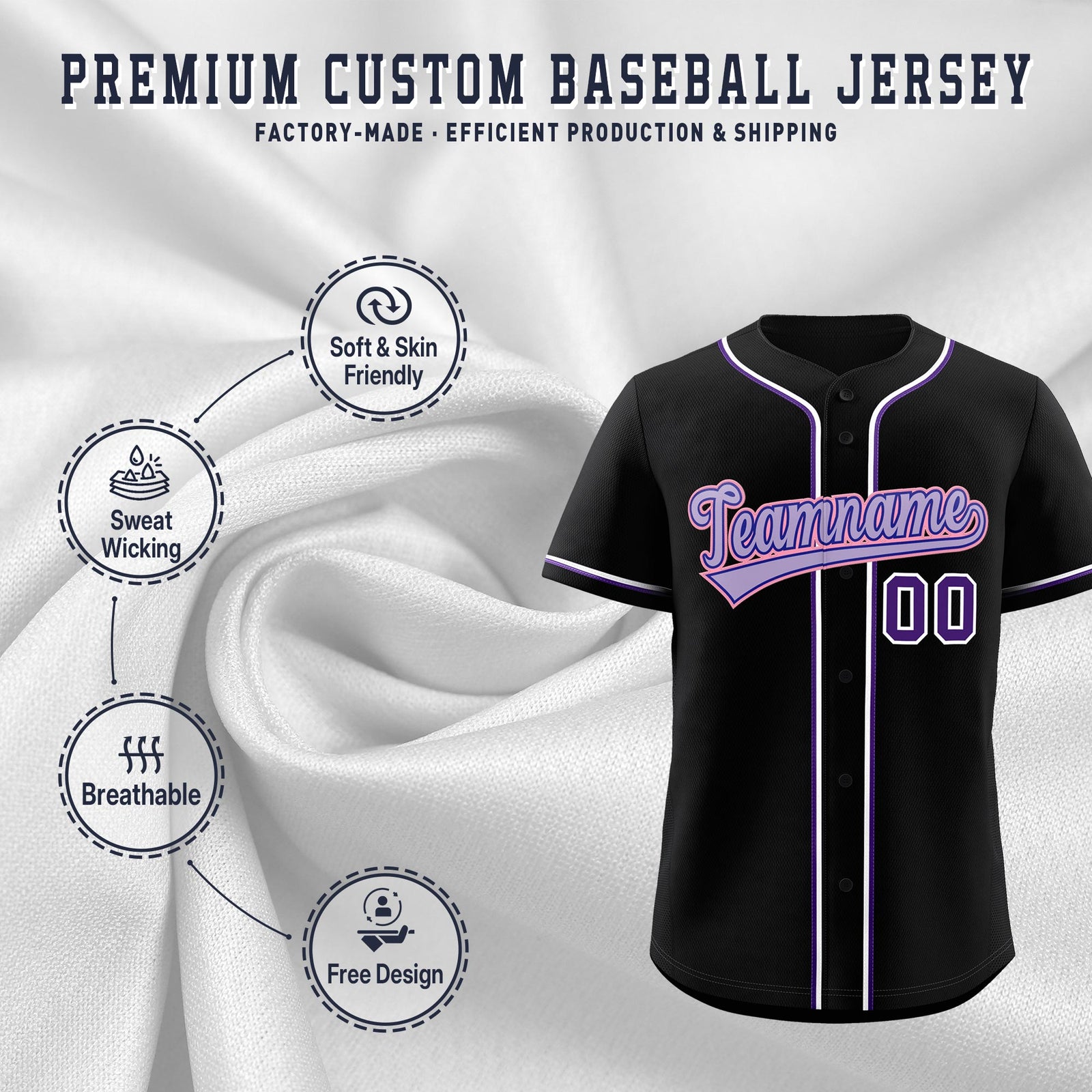 Custom Black Classic Style Stitched Sports Uniform Personalized For Teams Quick Dry Baseball Jersey| KXKSHOP