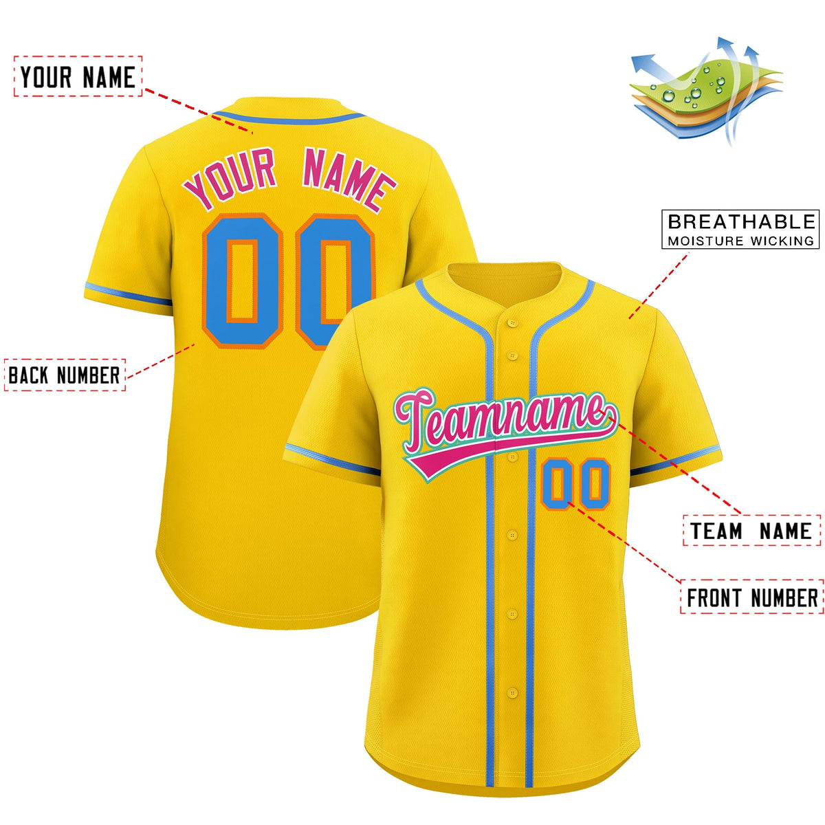 Custom Gold Classic Style Stitched Sports Uniform Personalized For Teams Lightweight Baseball Jersey| KXKSHOP