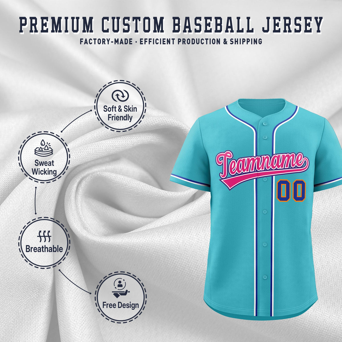 Custom Sky Blue Classic Style Stitched Sports Uniform Personalized For Teams Quick Dry Baseball Jersey| KXKSHOP