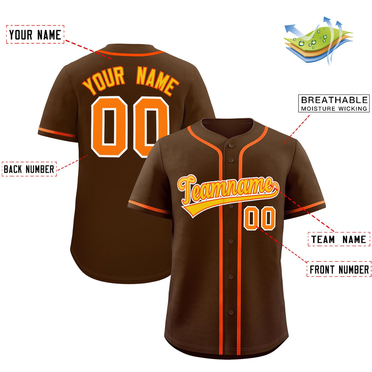 Custom Brown Classic Style Stitched Sports Uniform Personalized For Teams Lightweight Baseball Jersey| KXKSHOP
