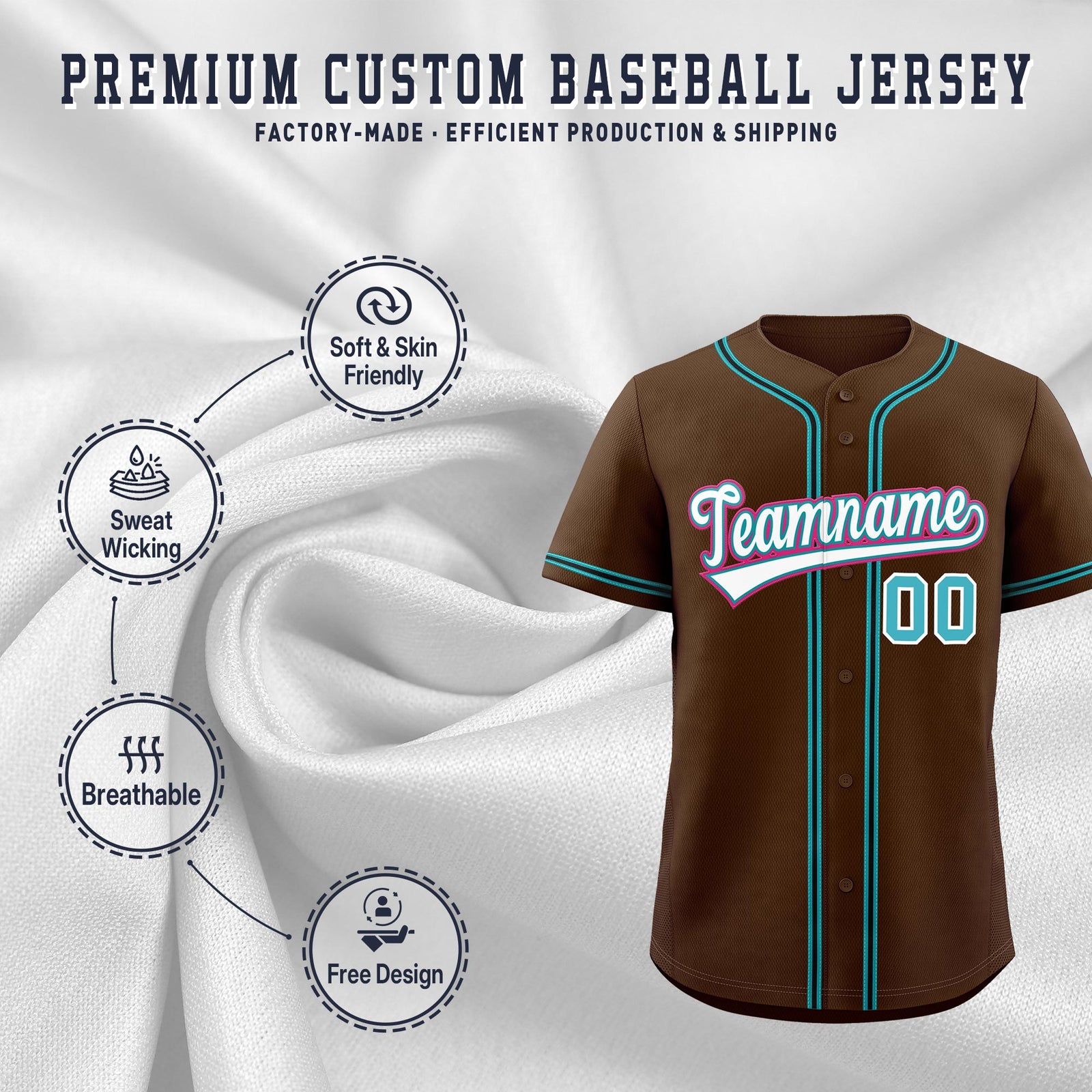 Custom Brown Classic Style Stitched Sports Uniform Personalized For Teams Quick Dry Baseball Jersey| KXKSHOP