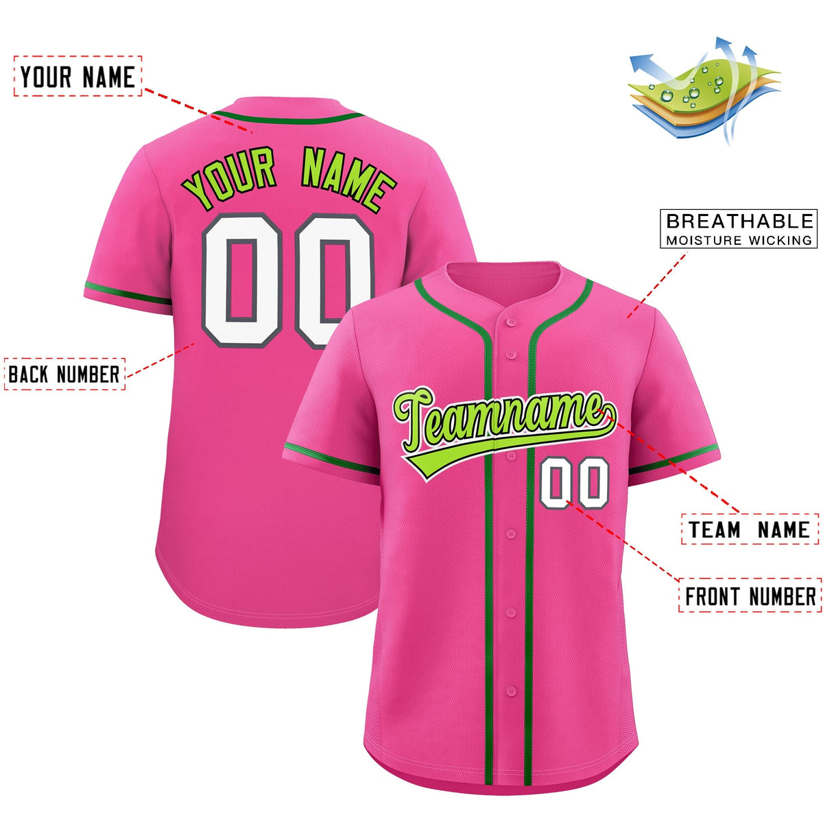 Custom Pink Classic Style Stitched Sports Uniform Personalized For Teams Quick Dry Baseball Jersey| KXKSHOP