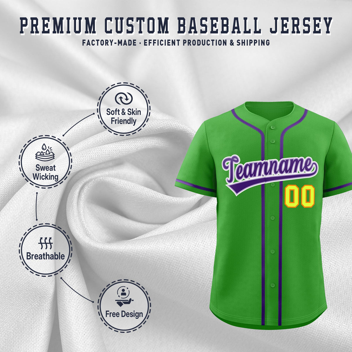 Custom Light Green Classic Style Stitched Sports Uniform Personalized For Teams Lightweight Baseball Jersey| KXKSHOP