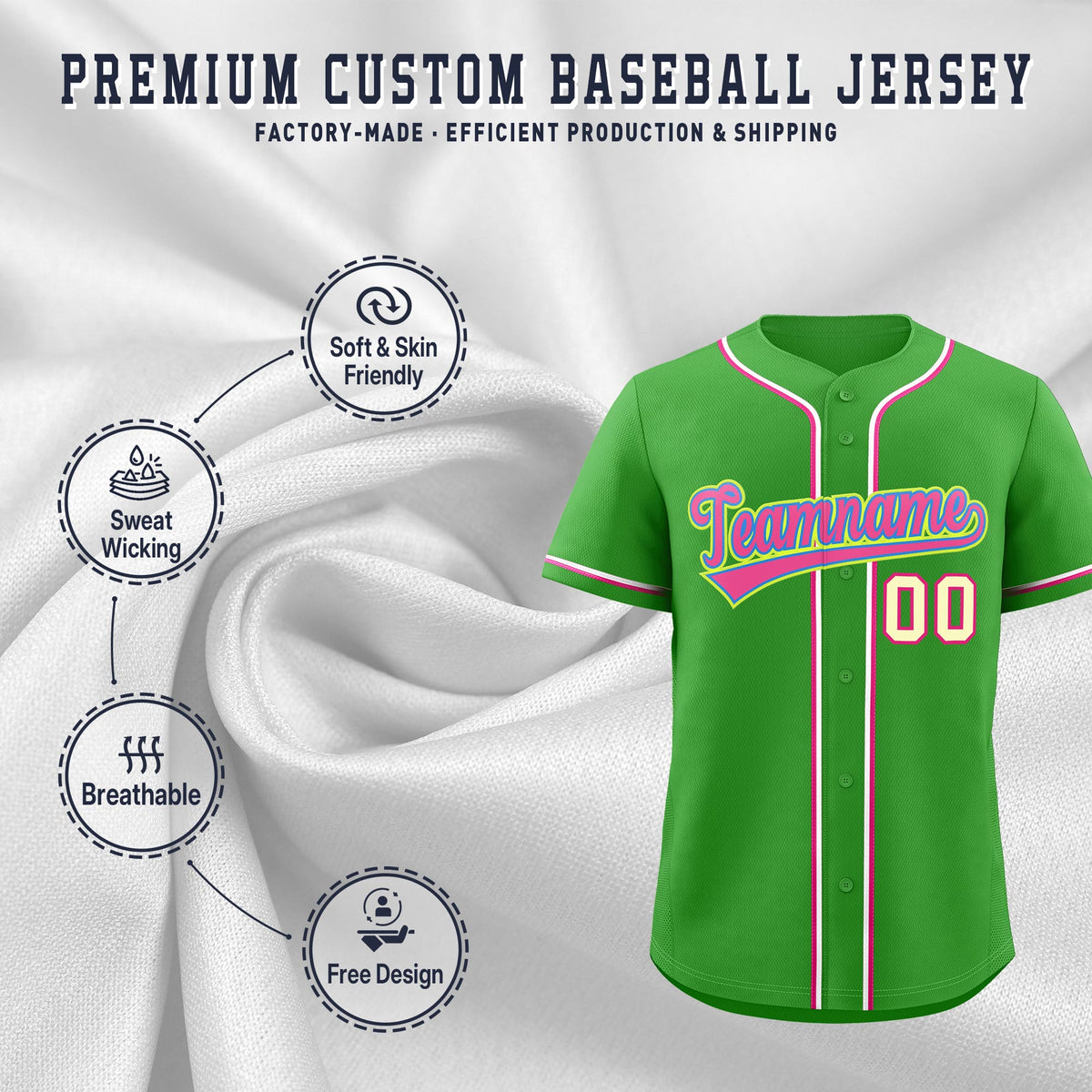Custom Light Green Classic Style Stitched Sports Uniform Personalized For Teams Quick Dry Baseball Jersey| KXKSHOP