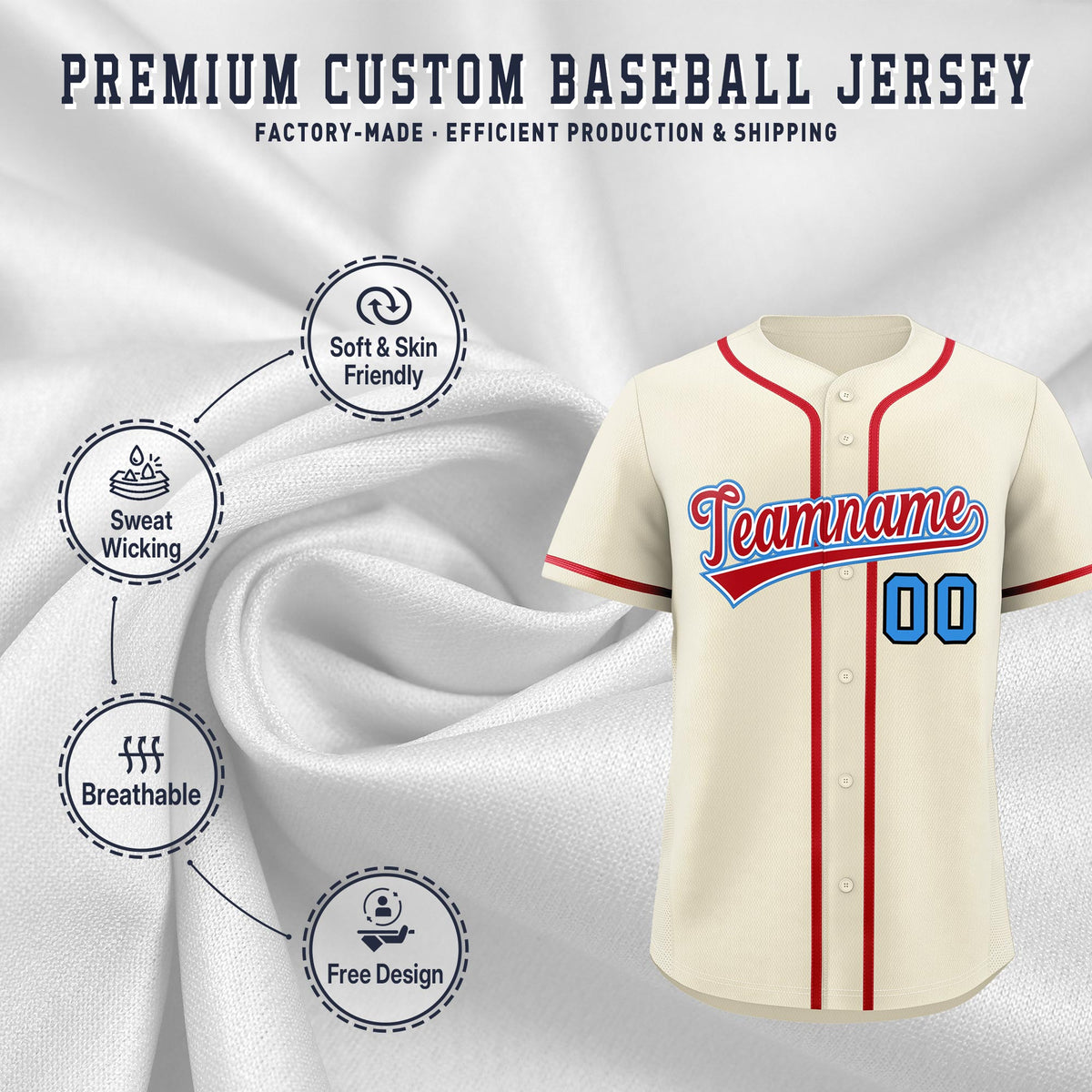 Custom Cream Classic Style Stitched Sports Uniform Personalized For Teams Quick Dry Baseball Jersey| KXKSHOP