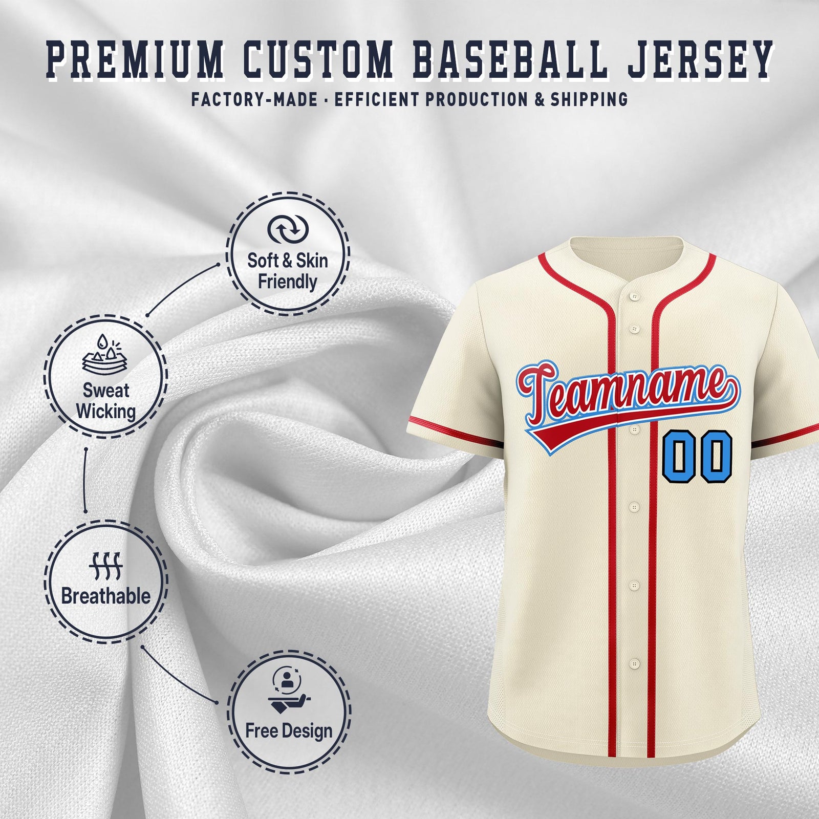 Custom Cream Classic Style Stitched Sports Uniform Personalized For Teams Quick Dry Baseball Jersey| KXKSHOP