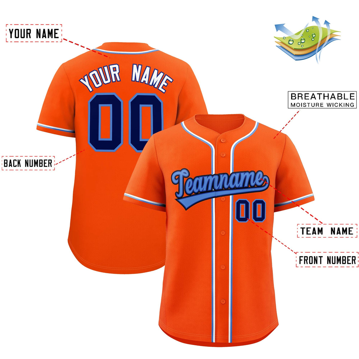 Custom Orange Classic Style Stitched Sports Uniform Personalized For Teams Lightweight Baseball Jersey| KXKSHOP
