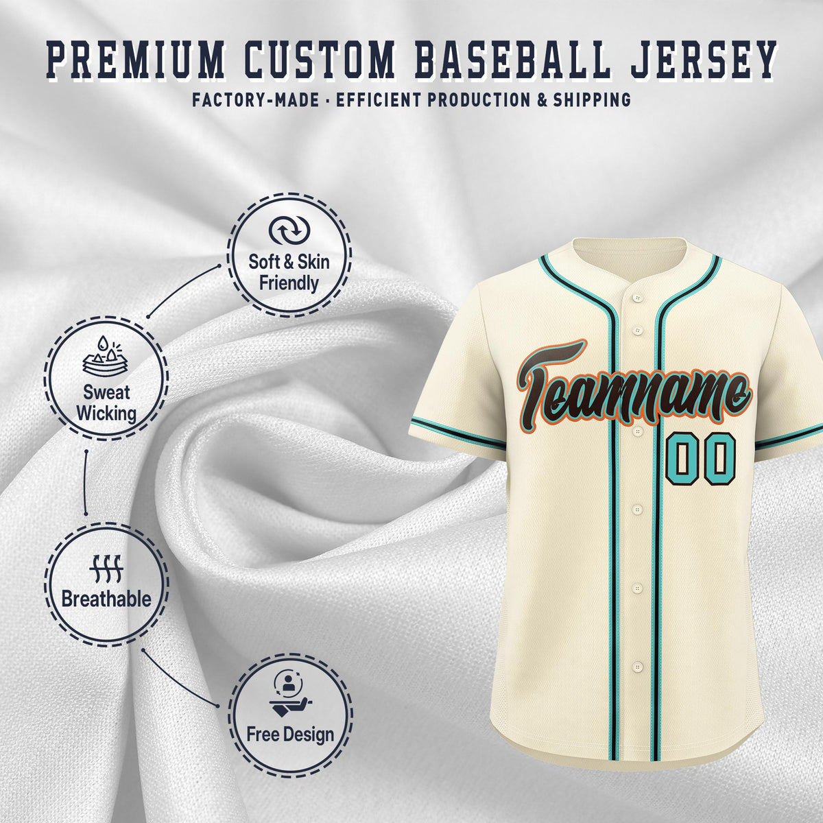 Custom Cream Classic Style Stitched Sports Uniform Personalized For Teams Quick Dry Baseball Jersey| KXKSHOP