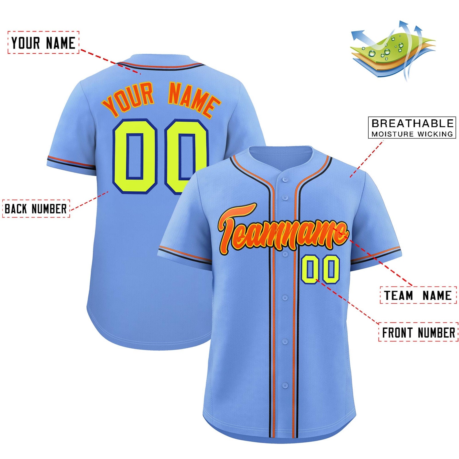 Custom Light Blue Classic Style Stitched Sports Uniform Personalized For Teams Lightweight Baseball Jersey| KXKSHOP