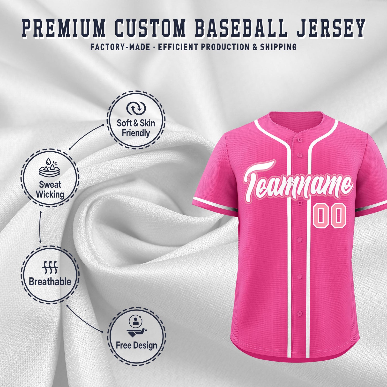 Custom Pink Classic Style Stitched Sports Uniform Personalized For Teams Quick Dry Baseball Jersey| KXKSHOP